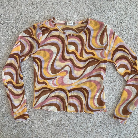 Altar'd State Tops - Altar'd State Retro Sheer Long-Sleeve Top Size Small